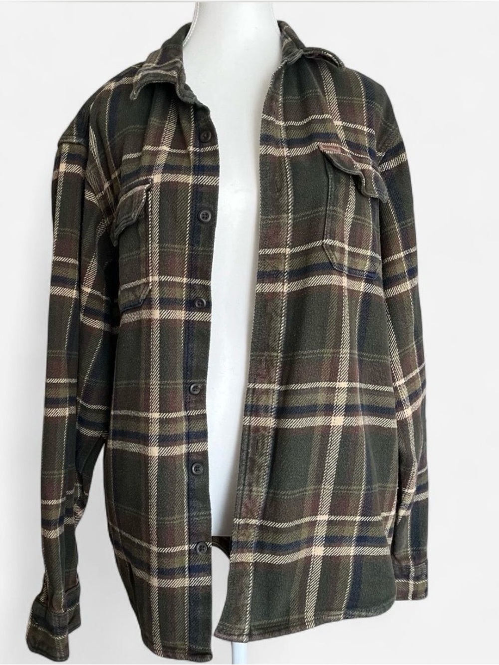 Orvis Classic Big Bear Heavyweight Flannel Shacket Men's Large Green Plaid